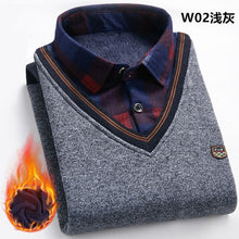 Load image into Gallery viewer, 2021 New Autumn Winter Man Fleece Shirt-collar Sweater Fashion Grid Solid Thicken Warm Sweater Male Plus Velvet thicken Sweater