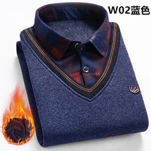 Load image into Gallery viewer, 2021 New Autumn Winter Man Fleece Shirt-collar Sweater Fashion Grid Solid Thicken Warm Sweater Male Plus Velvet thicken Sweater