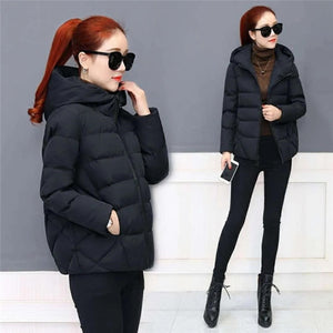2021 New Black Fashion Puffer Coats Winter Hooded Cotton Coat Loose Jackets Women Short Down Cotton Jacket Casual Female Outwear