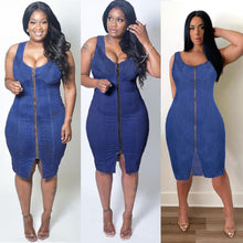 Load image into Gallery viewer, 2021 Summer New Woman Zipper Denim Dress Fashion Slim Sexy Sleeveless Jeans Dress Street Casual Clothes S-2XL High Quality