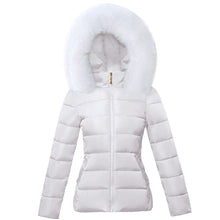 Load image into Gallery viewer, Big Fur 2021 New European Fashion White Women&#39;s Jacket Plus size 6XL Woman Parkas Female Warm Winter Coat Hooded Women Outerwear