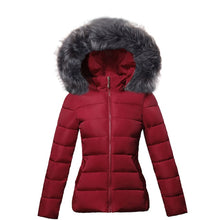 Load image into Gallery viewer, Big Fur 2021 New European Fashion White Women&#39;s Jacket Plus size 6XL Woman Parkas Female Warm Winter Coat Hooded Women Outerwear