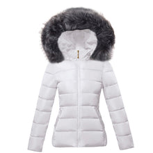 Load image into Gallery viewer, Big Fur 2021 New European Fashion White Women&#39;s Jacket Plus size 6XL Woman Parkas Female Warm Winter Coat Hooded Women Outerwear