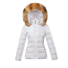 Load image into Gallery viewer, Big Fur 2021 New European Fashion White Women&#39;s Jacket Plus size 6XL Woman Parkas Female Warm Winter Coat Hooded Women Outerwear