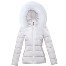 Load image into Gallery viewer, Big Fur 2021 New European Fashion White Women&#39;s Jacket Plus size 6XL Woman Parkas Female Warm Winter Coat Hooded Women Outerwear