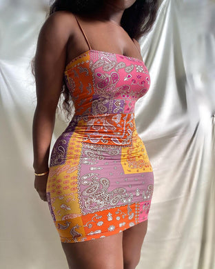 New Bandana Print Straps Mini Dress Women Sexy Suspender Short Dress Fashion Summer Club Party Wear Lady Backless Bodycon Dress