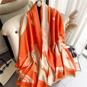 2021 Women Winter Cashmere Pashmina Scarf Shawl Luxury Print Thick Warm Blanket Hijab Scarves Bufanda 180*65cm Headkerchief