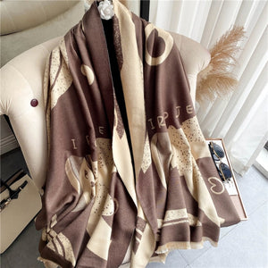 2021 Women Winter Cashmere Pashmina Scarf Shawl Luxury Print Thick Warm Blanket Hijab Scarves Bufanda 180*65cm Headkerchief