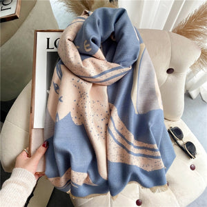 2021 Women Winter Cashmere Pashmina Scarf Shawl Luxury Print Thick Warm Blanket Hijab Scarves Bufanda 180*65cm Headkerchief