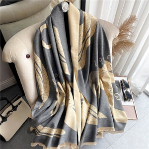 2021 Women Winter Cashmere Pashmina Scarf Shawl Luxury Print Thick Warm Blanket Hijab Scarves Bufanda 180*65cm Headkerchief