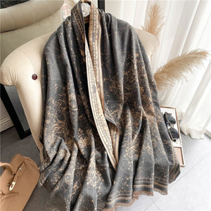 2021 Women Winter Cashmere Pashmina Scarf Shawl Luxury Print Thick Warm Blanket Hijab Scarves Bufanda 180*65cm Headkerchief