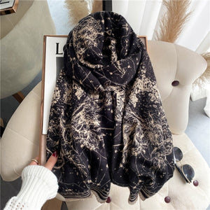 2021 Women Winter Cashmere Pashmina Scarf Shawl Luxury Print Thick Warm Blanket Hijab Scarves Bufanda 180*65cm Headkerchief