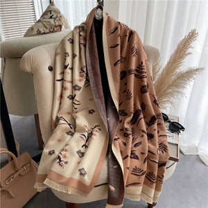 2021 Women Winter Cashmere Pashmina Scarf Shawl Luxury Print Thick Warm Blanket Hijab Scarves Bufanda 180*65cm Headkerchief