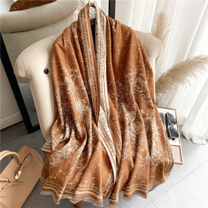 2021 Women Winter Cashmere Pashmina Scarf Shawl Luxury Print Thick Warm Blanket Hijab Scarves Bufanda 180*65cm Headkerchief