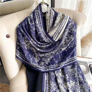 2021 Women Winter Cashmere Pashmina Scarf Shawl Luxury Print Thick Warm Blanket Hijab Scarves Bufanda 180*65cm Headkerchief