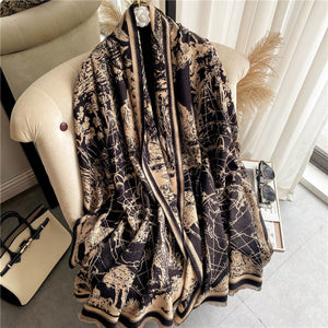 2021 Women Winter Cashmere Pashmina Scarf Shawl Luxury Print Thick Warm Blanket Hijab Scarves Bufanda 180*65cm Headkerchief