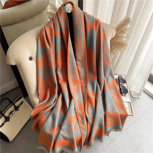 2021 Women Winter Cashmere Pashmina Scarf Shawl Luxury Print Thick Warm Blanket Hijab Scarves Bufanda 180*65cm Headkerchief