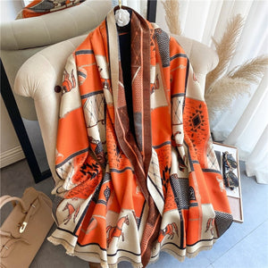 2021 Women Winter Cashmere Pashmina Scarf Shawl Luxury Print Thick Warm Blanket Hijab Scarves Bufanda 180*65cm Headkerchief