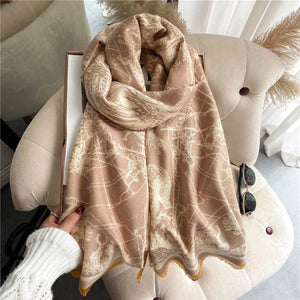 2021 Women Winter Cashmere Pashmina Scarf Shawl Luxury Print Thick Warm Blanket Hijab Scarves Bufanda 180*65cm Headkerchief