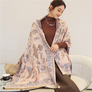 2021 Women Winter Cashmere Pashmina Scarf Shawl Luxury Print Thick Warm Blanket Hijab Scarves Bufanda 180*65cm Headkerchief