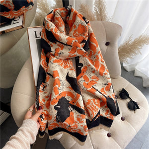 2021 Women Winter Cashmere Pashmina Scarf Shawl Luxury Print Thick Warm Blanket Hijab Scarves Bufanda 180*65cm Headkerchief