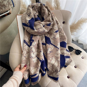 2021 Women Winter Cashmere Pashmina Scarf Shawl Luxury Print Thick Warm Blanket Hijab Scarves Bufanda 180*65cm Headkerchief