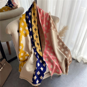 2021 Women Winter Cashmere Pashmina Scarf Shawl Luxury Print Thick Warm Blanket Hijab Scarves Bufanda 180*65cm Headkerchief