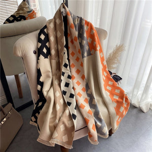 2021 Women Winter Cashmere Pashmina Scarf Shawl Luxury Print Thick Warm Blanket Hijab Scarves Bufanda 180*65cm Headkerchief