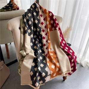 2021 Women Winter Cashmere Pashmina Scarf Shawl Luxury Print Thick Warm Blanket Hijab Scarves Bufanda 180*65cm Headkerchief