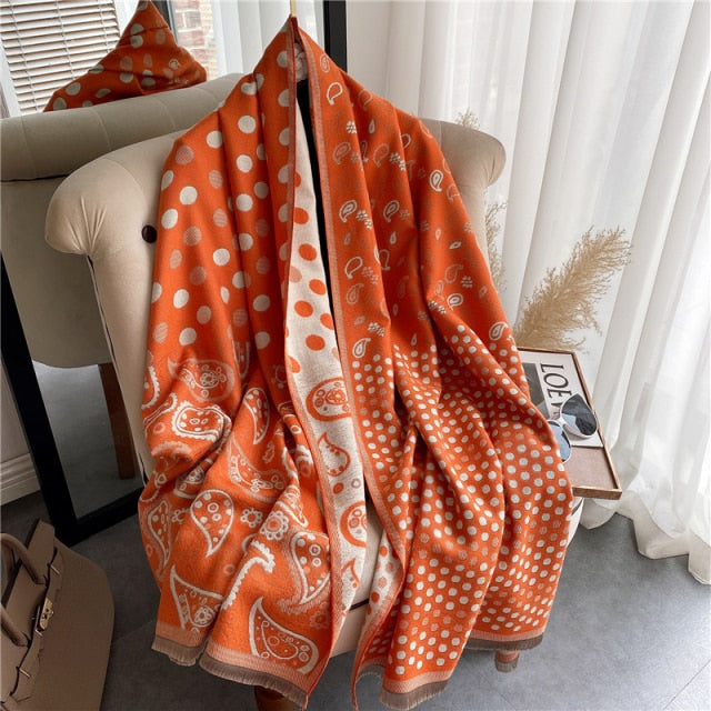 2021 Women Winter Cashmere Pashmina Scarf Shawl Luxury Print Thick Warm Blanket Hijab Scarves Bufanda 180*65cm Headkerchief