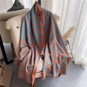 2021 Women Winter Cashmere Pashmina Scarf Shawl Luxury Print Thick Warm Blanket Hijab Scarves Bufanda 180*65cm Headkerchief