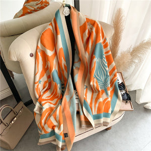 2021 Women Winter Cashmere Pashmina Scarf Shawl Luxury Print Thick Warm Blanket Hijab Scarves Bufanda 180*65cm Headkerchief