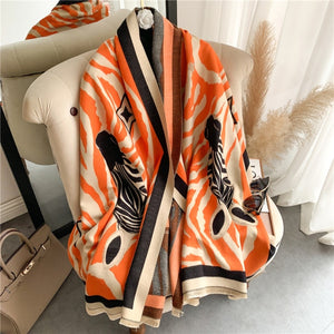 2021 Women Winter Cashmere Pashmina Scarf Shawl Luxury Print Thick Warm Blanket Hijab Scarves Bufanda 180*65cm Headkerchief