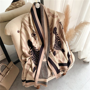 2021 Women Winter Cashmere Pashmina Scarf Shawl Luxury Print Thick Warm Blanket Hijab Scarves Bufanda 180*65cm Headkerchief