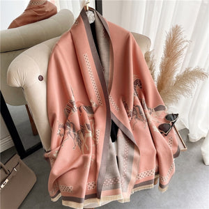 2021 Women Winter Cashmere Pashmina Scarf Shawl Luxury Print Thick Warm Blanket Hijab Scarves Bufanda 180*65cm Headkerchief