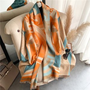 2021 Women Winter Cashmere Pashmina Scarf Shawl Luxury Print Thick Warm Blanket Hijab Scarves Bufanda 180*65cm Headkerchief