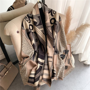 2021 Women Winter Cashmere Pashmina Scarf Shawl Luxury Print Thick Warm Blanket Hijab Scarves Bufanda 180*65cm Headkerchief