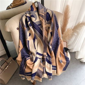 2021 Women Winter Cashmere Pashmina Scarf Shawl Luxury Print Thick Warm Blanket Hijab Scarves Bufanda 180*65cm Headkerchief