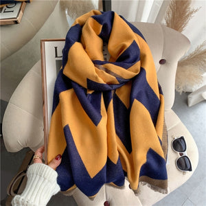 2021 Women Winter Cashmere Pashmina Scarf Shawl Luxury Print Thick Warm Blanket Hijab Scarves Bufanda 180*65cm Headkerchief