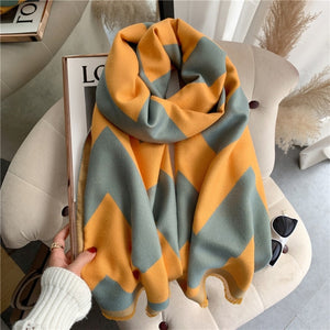 2021 Women Winter Cashmere Pashmina Scarf Shawl Luxury Print Thick Warm Blanket Hijab Scarves Bufanda 180*65cm Headkerchief