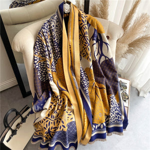 2021 Women Winter Cashmere Pashmina Scarf Shawl Luxury Print Thick Warm Blanket Hijab Scarves Bufanda 180*65cm Headkerchief