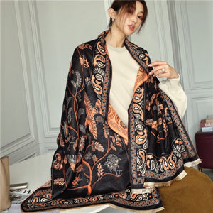 2021 Women Winter Cashmere Pashmina Scarf Shawl Luxury Print Thick Warm Blanket Hijab Scarves Bufanda 180*65cm Headkerchief