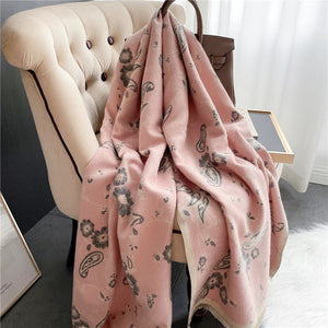 2021 Women Winter Cashmere Pashmina Scarf Shawl Luxury Print Thick Warm Blanket Hijab Scarves Bufanda 180*65cm Headkerchief