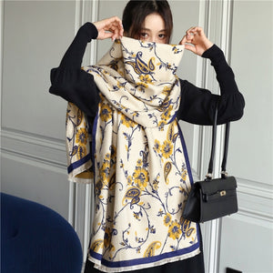 2021 Women Winter Cashmere Pashmina Scarf Shawl Luxury Print Thick Warm Blanket Hijab Scarves Bufanda 180*65cm Headkerchief