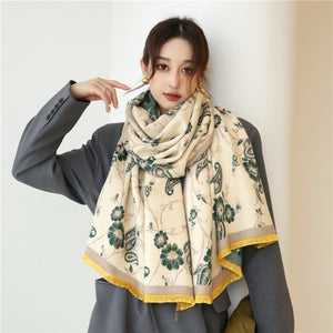 2021 Women Winter Cashmere Pashmina Scarf Shawl Luxury Print Thick Warm Blanket Hijab Scarves Bufanda 180*65cm Headkerchief