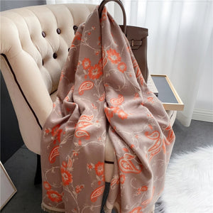 2021 Women Winter Cashmere Pashmina Scarf Shawl Luxury Print Thick Warm Blanket Hijab Scarves Bufanda 180*65cm Headkerchief