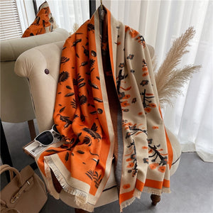 2021 Women Winter Cashmere Pashmina Scarf Shawl Luxury Print Thick Warm Blanket Hijab Scarves Bufanda 180*65cm Headkerchief