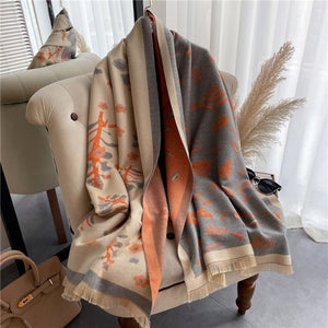 2021 Women Winter Cashmere Pashmina Scarf Shawl Luxury Print Thick Warm Blanket Hijab Scarves Bufanda 180*65cm Headkerchief