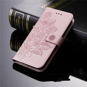 3D Flower Wallet Phone Case For Samsung Galaxy A12 A22 4G A32 A42 A52 A72 A82 5G Leather Holder Card Slots Flip Satnd Full Cover