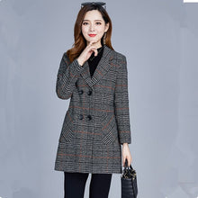 Load image into Gallery viewer, UHYTGF 5XL Plus Size Jacket Women&#39;s Fashion Plaid Autumn Winter Woolen Coat Women Casual Female Coats Abrigos Mujer Invierno 334
